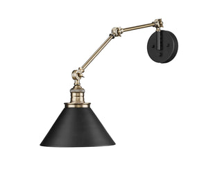 Edward 1-Light Swing Arm Sconce Light Matte Black/Vintage Brass
