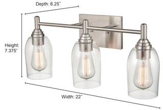 Arlett 3-Light Vanity Brushed Nickel
