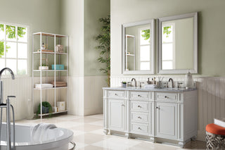 60 Inch Bristol Freestanding Vanity in Bright White / Carrara White Top