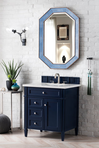 30 Inch Brittany Freestanding Vanity in Victory Blue / Eternal Jasmine Pearl Top