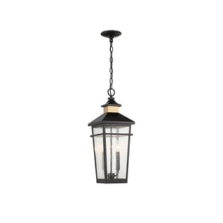 Kingsley 2-Light Outdoor Hanging Lantern in Matte Black with Warm Brass Accents Matte Black with Warm Brass