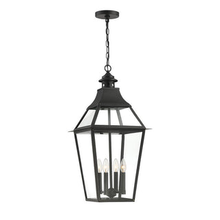 Jackson 4-Light Outdoor Hanging Lantern in Matte Black with Gold Highlights Black with Gold Highlights