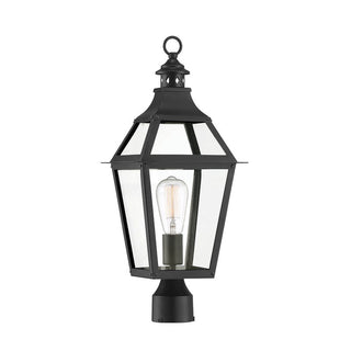 Jackson 1-Light Outdoor Post Lantern in Matte Black with Gold Highlights Black with Gold Highlights