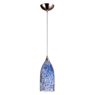 Verona 5'' Wide 1-Light Pendant - Satin Nickel with Starburst Blue Glass (LED)