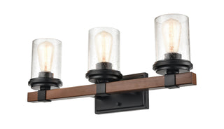 Taos 3-Light Vanity Matte Black/Wood Grain
