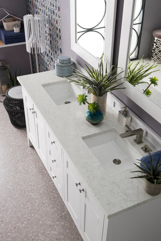 72 Inch Palisades Freestanding Vanity in Bright White / Eternal Jasmine Pearl Top