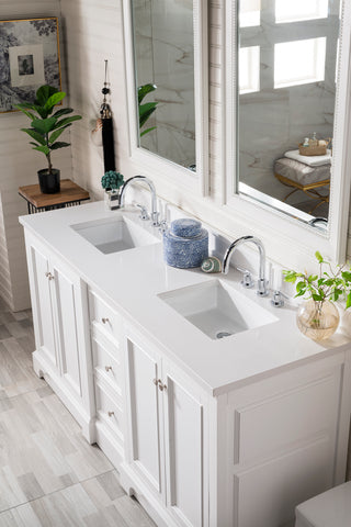 73.25 Inch De Soto Freestanding Vanity in Bright White / White Zeus Top