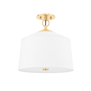 White Plains Semi Flush with Aged Brass Finish