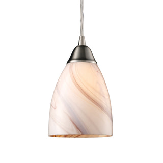 Pierra 5'' Wide 1-Light Pendant - Satin Nickel with Creme Lilac Swirl (LED)