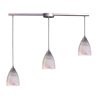 Pierra 36'' Wide 3-Light Pendant - Satin Nickel with Creme Lilac Swirl