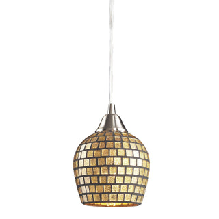 Fusion 5'' Wide 1-Light Pendant - Satin Nickel with Gold Leaf Mosaic (LED)