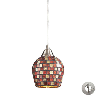 Fusion 5'' Wide 1-Light Mini Pendant - Satin Nickel with Multicolor Mosaic (Includes Adapter Kit)