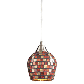 Fusion 5'' Wide 1-Light Mini Pendant - Satin Nickel with Multicolor Mosaic (LED)