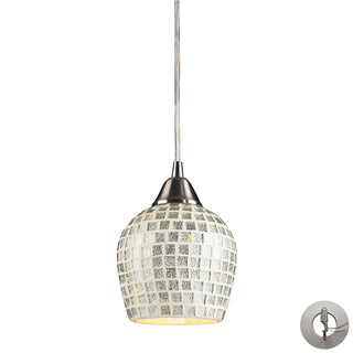 Fusion 5'' Wide 1-Light Pendant - Satin Nickel with Silver Mosaic (Includes Adapter Kit)