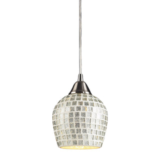 Fusion 5'' Wide 1-Light Pendant - Satin Nickel with Silver Mosaic