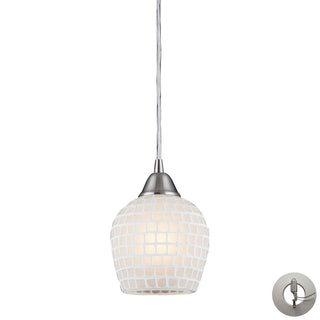 Fusion 5'' Wide 1-Light Pendant - Satin Nickel with White Mosaic (Includes Adapter Kit)