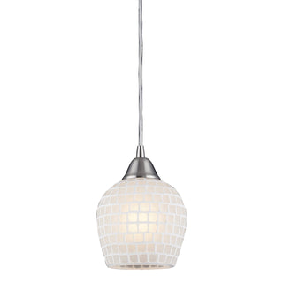 Fusion 5'' Wide 1-Light Pendant - Satin Nickel with White Mosaic (LED)