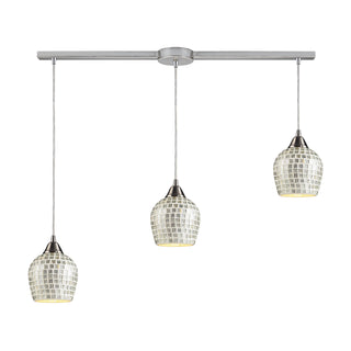 Fusion 36'' Wide 3-Light Pendant - Satin Nickel with Silver Mosaic