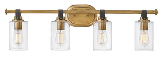 Halstead Large Four Light Vanity In Light Brass Finish
