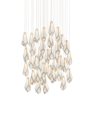 Glace White 36-Light Round Multi-Drop Pendant