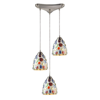 Gemstone 10'' Wide 3-Light Pendant - Satin Nickel