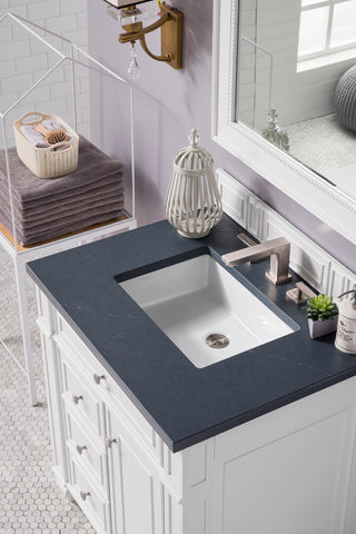 30 Inch Bristol Freestanding Vanity in Bright White / Charcoal Soapstone Top