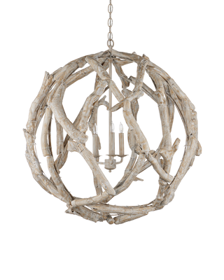 Driftwood Whitewash Orb Chandelier