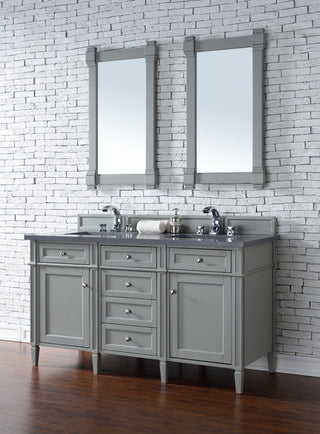 60 Inch Brittany Freestanding Vanity in Urban Gray / Charcoal Soapstone Top