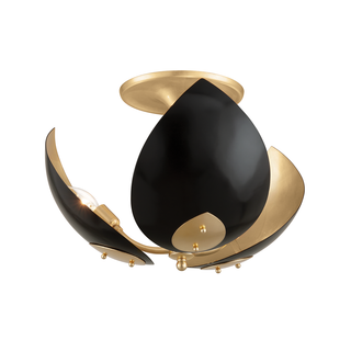 Lotus Semi Flush with Gold Leaf/black Finish