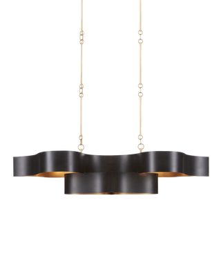 Grand Lotus Black Oval Chandelier