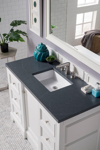 49.25 Inch De Soto Freestanding Vanity in Bright White / Charcoal Soapstone Top