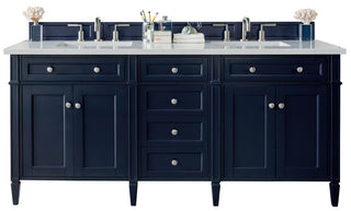 72 Inch Brittany Freestanding Vanity in Victory Blue / Carrara White Top