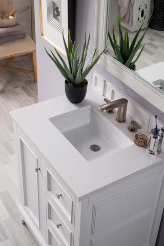 31.25 Inch De Soto Freestanding Vanity in Bright White / White Zeus Top