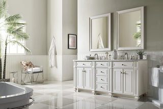 72 Inch Bristol Freestanding Vanity in Bright White / Carrara White Top