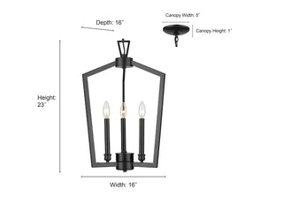 Lizabeth 3-Light Pendant light Matte Black