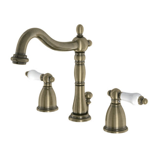 Heritage Widespread Bathroom Faucet in Antique Brass