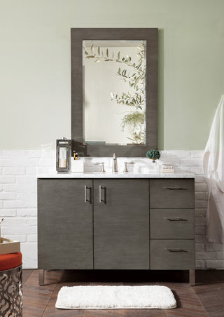 48 Inch Metropolitan Dual Mount Vanity in Silver Oak / Carrara White Top