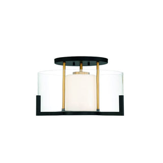 Eaton 1-Light Ceiling Light in Matte Black with Warm Brass Accents Matte Black with Warm Brass Accents