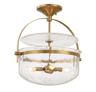 Denmar 4-Light Convertible Semi-Flush or Pendant in Warm Brass