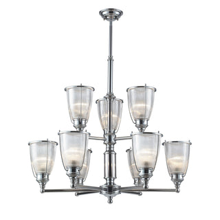 Halophane 9-Light Chandeliers in Polished Chrome