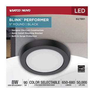BLINK 8W LED 5" ROUND BLACK
