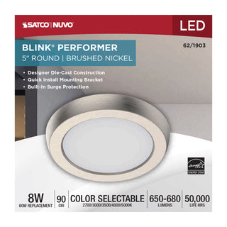 BLINK 8W LED 5" ROUND BR. NICK