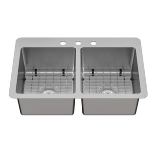 Calgary 33 Inch Dual-Mount Sink in Brushed Stainless