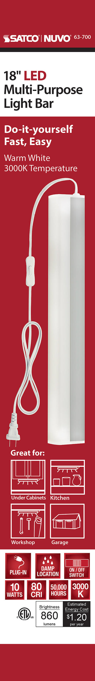 UNDER CAB LIGHT BAR LED 18"