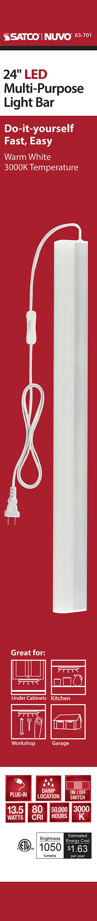 UNDER CAB LIGHT BAR LED 24"