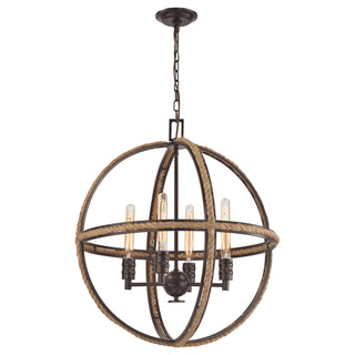 Natural Rope 24'' Wide 4-Light Chandeliers - Oil Rubbed Bronze