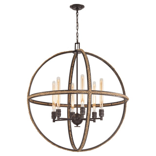 Natural Rope 34'' Wide 6-Light Chandeliers - Oil Rubbed Bronze