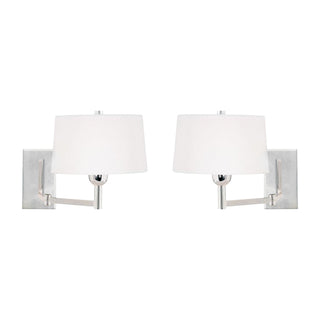 Satin Nickel 1-Light Swingarm Wall Lamps (Set of 2)