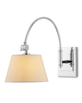 Ashby Nickel Swing-Arm Wall Sconce, White Shade