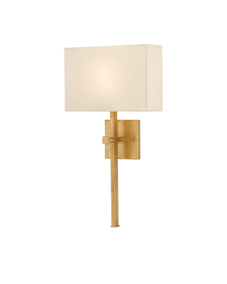 Ashdown Gold Wall Sconce, White Shade